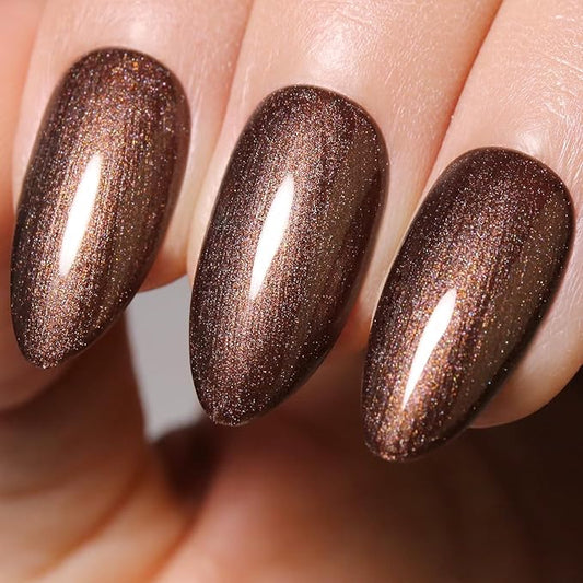 Imtiti Pearl Gel Nail Polish,0.5 Fl Oz Brown Glitter Drawing Gel Polish Shell Thread Shimmer Mermaid Nail Gel Polish Soak Off UV LED for Home DIY Nail Art Manicure Salon