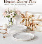 Lareina Ceramic Dinner Plates 10 Inch, Embossed Boho Stoneware Plates - Image 8