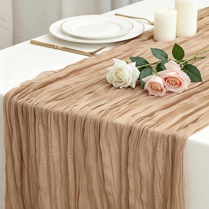 12 Pack Nude Cheesecloth Table Runner 120 Inch Boho Wedding Decor | Cheesecloth by Fixwal