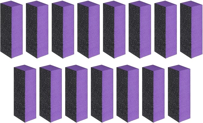 HARFINGTON 15pcs Nail Buffer Blocks 60/80/80 3 Sided Grit Nail Sanding Buffing File Block Manicure Tool for Acrylic Nail Shine Polishing Buffer, Purple