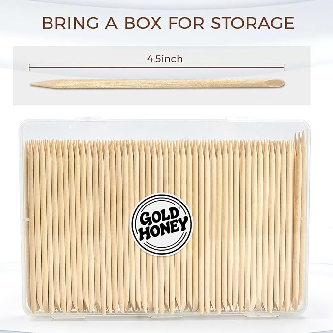 GOLD HONEY 180PCS Orange Sticks for Nails in Boxed - 4.5 Inch Double Sided Orange Wood Sticks for Nails Used - Professional Manicure & Cuticle Remover - Manicure Pedicure Tool