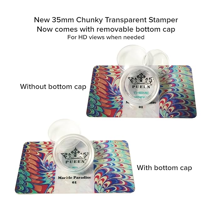 PUEEN 35mm HD Chunky Transparent Soft Stamper and Scraper Set - Nail Art - Stamping Tools - CLEAR - BH000706
