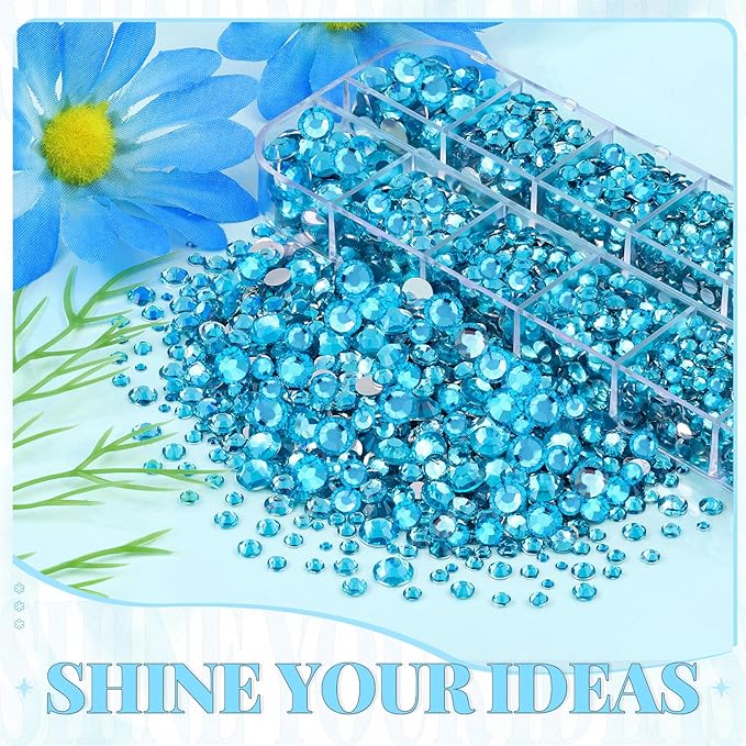 6000Pcs Resin Rhinestones for Bedazzling with 3Pcs B7000 Jewelry Glue, 1 Box Indicolite Flatback Rhinestones for Crafting Crafts DIY, Crystals Gems for Clothing Shoes Tumblers Nail Art Makeup