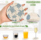 Turtle White Print Coasters for Drinks Set of 6 Absorbent Woven Drink Coaster - Image 3