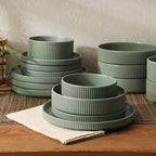 Gibson Elite Deerfield 16-Piece Stoneware Dinnerware Set – Matte Green - Image 6