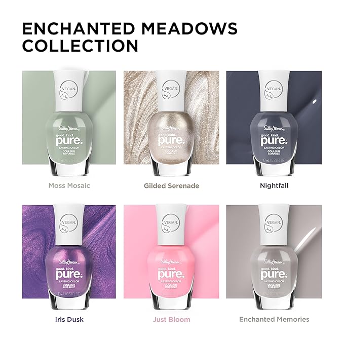 Sally Hansen Good. Kind. Pure. Nail Polish | Plant-Based, Vegan, 16-Free Formula | Opaque, Shimmer | 355 Iris Dusk | Metallic Purple Nail Color
