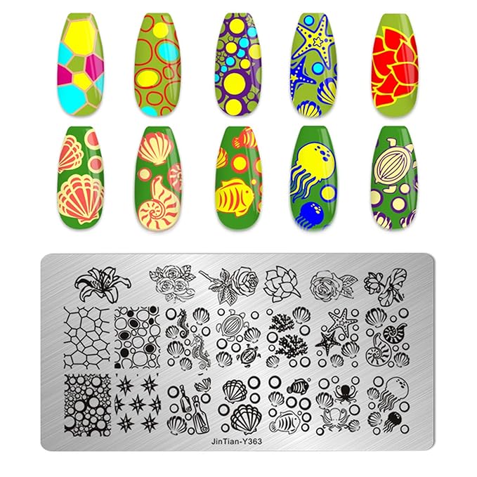 AddFavor Nail Stamper Kit - 6pcs Flower Lace Vine Stamping Plates with Silicone Stamper, Scraper & DIY Manicure Stencils