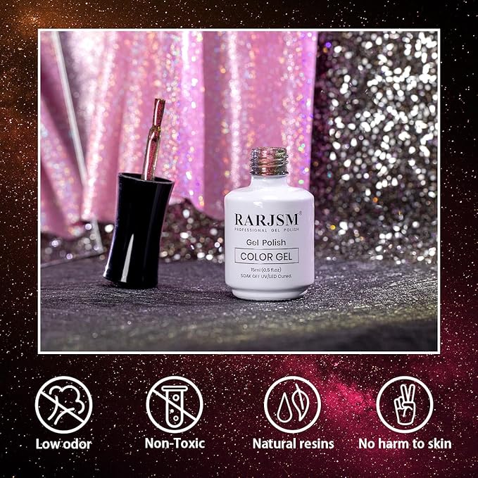 RARJSM Cat Eye Gel Nail Polish Aurora Orange Purple Multi Color Velvet Diamond Cateye Gel Polish with Magnet Stick Reflective Shimmer UV LED Curing Requires Soak Off for Home Salon Manicure 15ml
