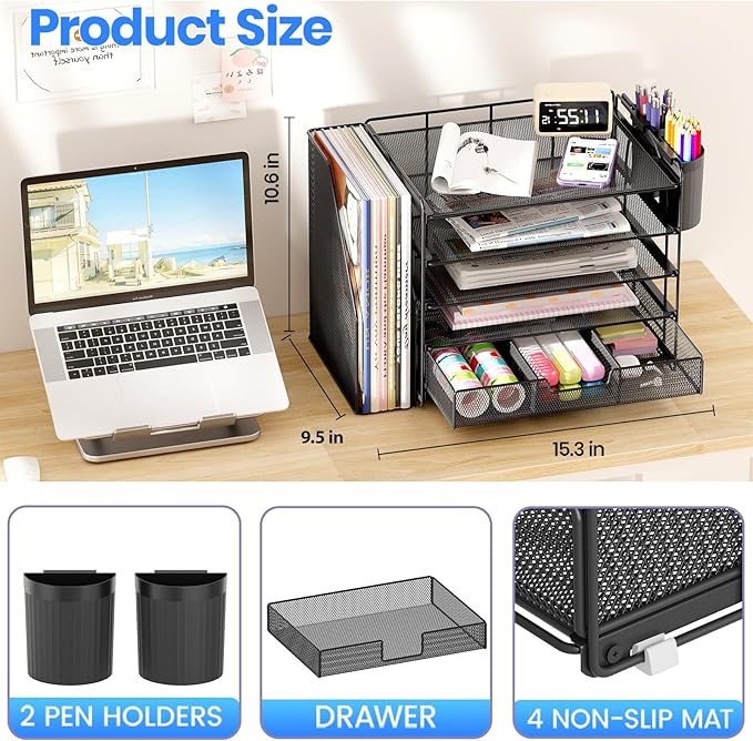 Desk Organizer, 5-Tier Desktop File Organizer - Image 2
