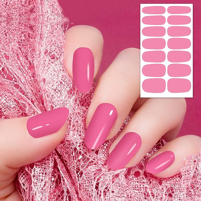 Nail Polish Strips - Solid Color, DANNEASY 24 Sheets Adhesive Nail Polish Stickers Full Nail Wraps Gel Sticker Nails for Women Girls Nail Art Supplies with 1Pc File, Cuticle Stick