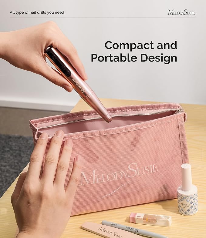 MelodySusie Pen-Shaped Portable CordlessNail Drill, PC180F 25000RPM RechargeableElectric File with LED Display for All NailCare, Manicure Shaping & Acrylic GelRemoval for Nail Artists DIY at Home