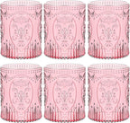 Qinyoung 6 Plastic Vintage Drinking Glasses 8.5oz Stemless Retro Embossed Wine by Qinyoung
