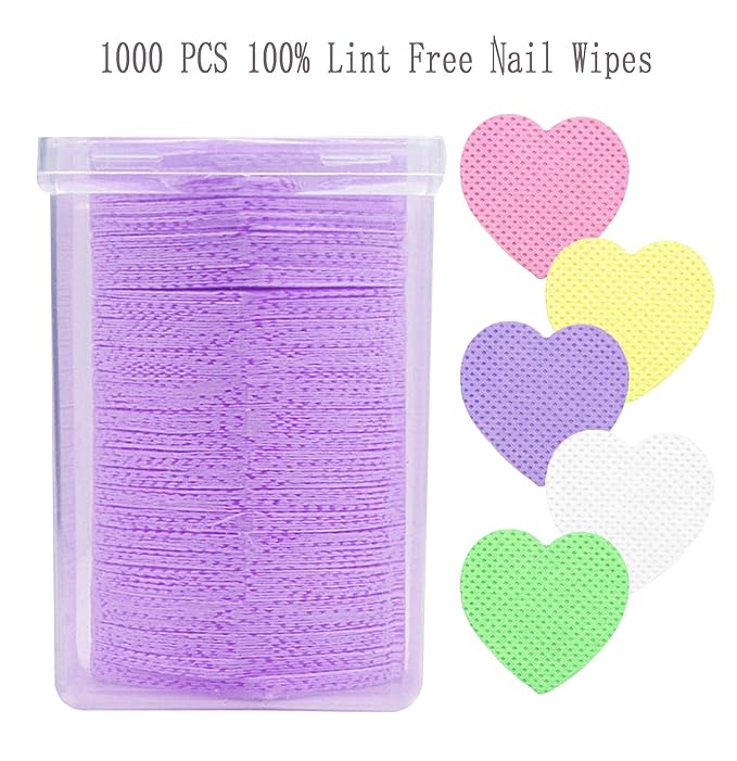 Lint Free Nail Wipes, 1000 PCS Nail Wipes Eyelash Extension Glue Wipes,Nail Polish Remover Wipes Lint Free,Non-Woven Super Absorbent Soft Lash Glue Wipes for Lash Extension Supplies,Colorful