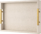 Beige Faux Leather Serving Tray - Image 9