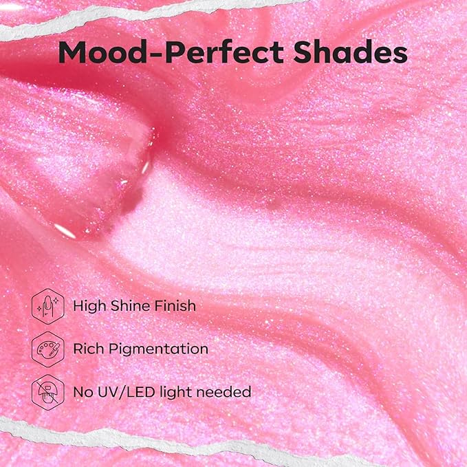 modelones Shine Pink Nail Polish, 15ml Shimmer Pearl Pink Nail Polish Quick Dry Nail Lacquer Strengthener Long Last Shine Fingernail Toe Nail Art DIY Home Travel Manicure Gift for Women Girls