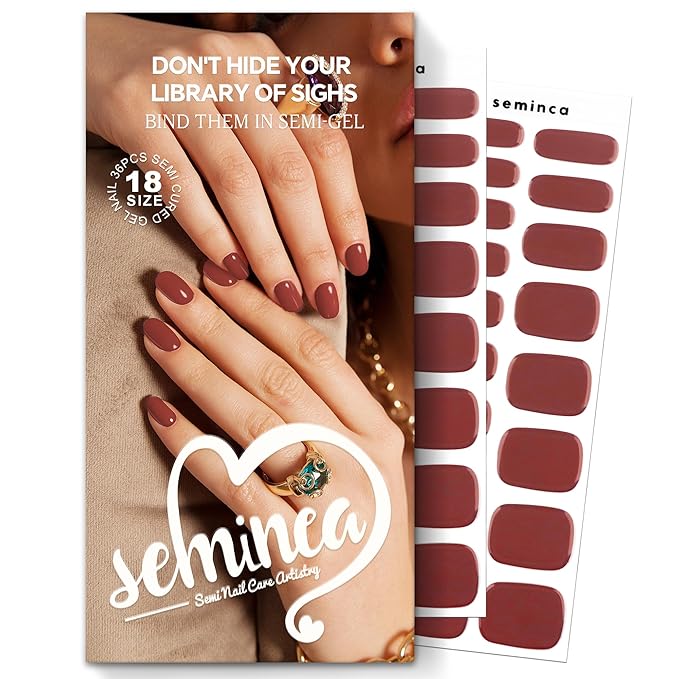 Semi Cured Gel Nail Art Wraps-Easy Grip Semi-Gel Stickers Starter Kit,18 Size Nail Strips Salon-Quality,Long Lasting,Easy On & Off Works with Any UV/LED Lamps(Cream Rose)
