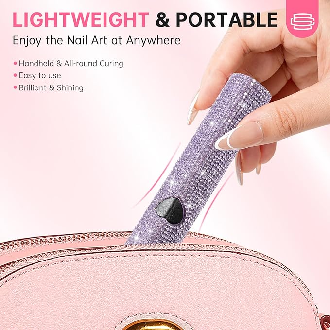 UV Light for Gel Nails, Handheld UV Nail Lamp, Portable LED Nail Lamp, Mini Nail Dryer, USB Nail Light for Fast Curing, Purple