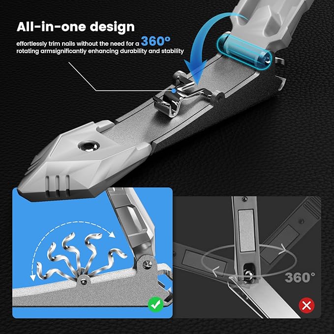 Nail Clippers for Men with Catcher, Sharp Nail Clippers of No Splash Self-Collecting, Stainless Steel Heavy Duty Toenail Clippers for Fingernail and Toenails,Nail Cutter for Seniors Adults Women