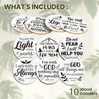 10pcs Coasters for Drinks with Bible Verses Absorbent Coasters Set Round - Image 3