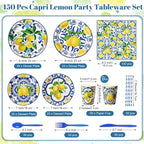 450 Pcs Capri Lemon Party Tableware Set Decorations, Serves 50 | Mediterranean - Image 3
