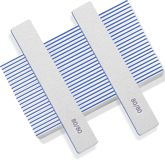 100 Pcs Nail Files for Natural Nails - 8080 Grit Nail File, Nail Files and Buffers, Strong Nail File for Acrylic Nails, Toe Nail Files, for Home and Salon Use