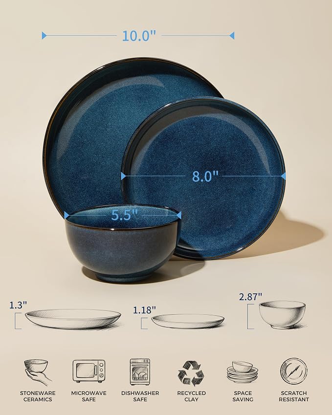 Stoneware Dinnerware Sets Service - Image 2