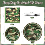 100 Pcs Disposable Camouflage Party Tableware Set - Image 2