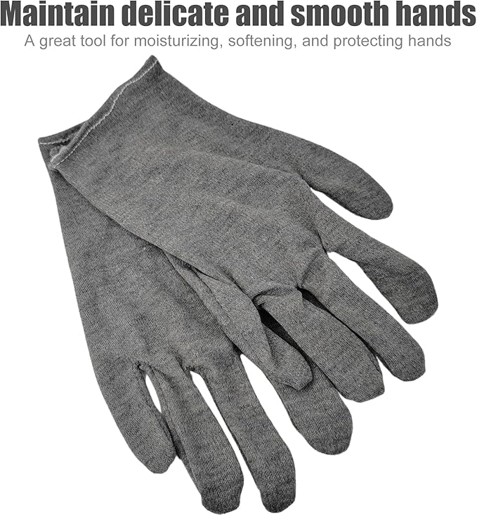 1 Pair(2Pcs) Cotton Gloves for Eczema and Dry Hands, Moisturizing Gloves, Work Gloves for Men, Women, SPA, Jewelry Inspection (Grey, 1 Pair)