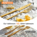 Gold Silverware Set, 60 Piece Flatware Cutlery Set - Image 8