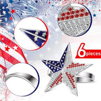 Geiserailie 6 Pieces Patriotic Napkin Rings 4th of July Star Napkin Ring Holder - Image 4