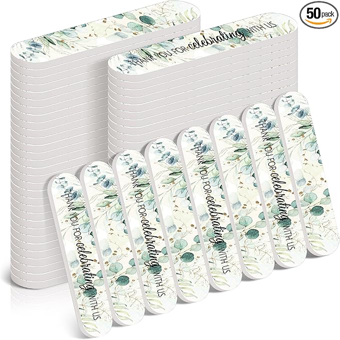 50 Pcs Wedding Bridal Shower Party Favors Bulk Nail Files Emery Boards for Guests Bridesmaid Bachelorette Party Favors Thank You for Celebrating with Us Game Prizes Gifts Bags Stuffers
