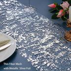 Snowkingdom Silver Table Runner, Sequin Glitter Foil Metallic Runner 11 Inch x - Image 2