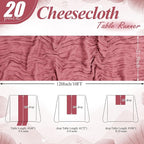 20 Pack Dusty Rose Cheesecloth Table Runner 10FT Long Boho Gauze Fabric Table - Image 2