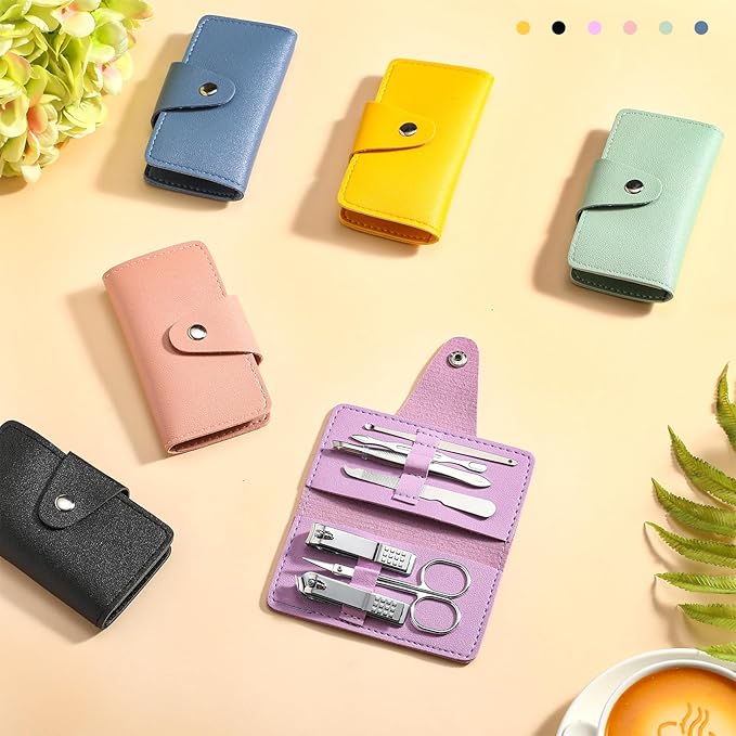 30 Set Manicure Kit Bulk Nail Clippers 7 in 1 Mini Nail Clippers Stainless Steel Professional Care Pedicure with Travel Bag Grooming Kit for Christmas Women Men Home(Soft Color,Simple)