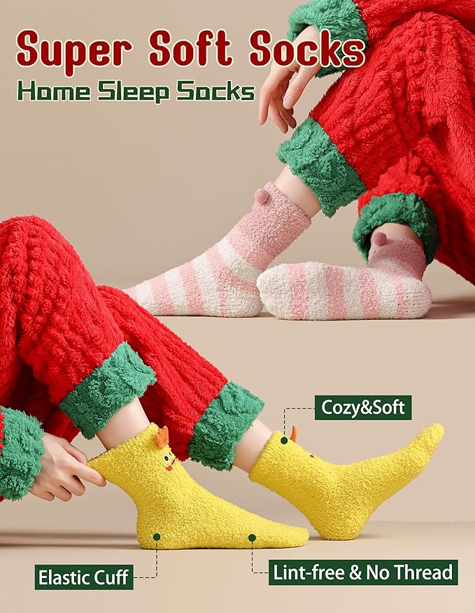 TEHOOK Warm & Cozy Gifts for Women, Stocking Stuufers, Fluffy Fuzzy Plush Sleeping Slipper Socks - Soft Warm Fabric