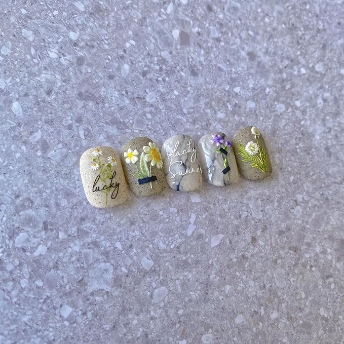 5D Embossed Flower Nail Stickers Flowers Nail Art Decals Nail Design Self Adhesive Nail Decals Flower Nail Art Spring Nails Decoration for Women DIY Manicure