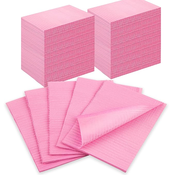 Gusnilo Nail Art Table Mat - Disposable Nail Paper Towels (240PCS) - Pink Waterproof 3-Ply Nail Art Paper 13" X 18" Pads for Nail Table Decoration Kit, Nail Art Accessories