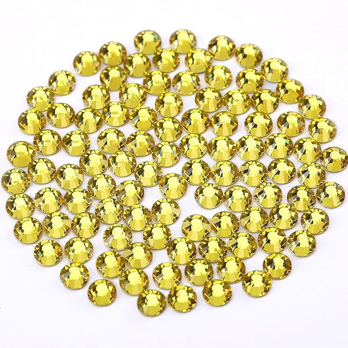 Novani Rhinestones 3000Pcs Flatback Crystal Round Loose Gemstones Glass Rhinestones for Crafts Makeup Nail Art Clothes Shoes DIY Decorations(SS6, 1.9-2.0mm,Citrine)