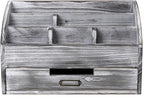 canwedance Distressed Rustic Wooden Office Desk Organizer 5 Compartment - Image 3