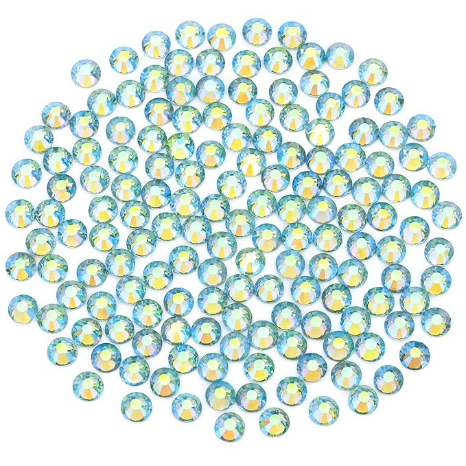 Novani Rhinestones 3000Pcs Flatback Crystal Round Loose Gemstones Glass Rhinestones for Crafts Makeup Nail Art Clothes Shoes DIY Decorations(SS10, 2.7-2.9mm,Light Green AB)