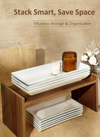 14” White Porcelain Serving Platters, Elegant Large Rectangular Plates Trays - Image 6