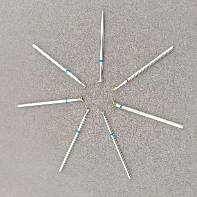 Nail Drill Bit Set Nails: Tensso 7pcs Russian Manicure Bits Small Tapered Flat Head Professional Cuticle Cleaning Nail Prep Edge Overflow Gel Remover Polishing Tools