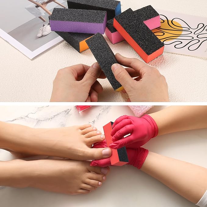 HARFINGTON 15pcs Nail Buffer Blocks 60/80/80 3 Sided Grit Nail Sanding Buffing File Block Manicure Tool for Acrylic Nail Shine Polishing Buffer, Orange
