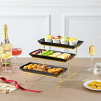 MALACASA 3 Tier Serving Trays for Party, 12 Inch Porcelain Black Trays for - Image 8