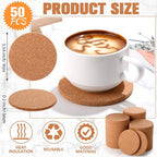 Lallisa 50 Pcs Cork Coasters for Drinks, Thick Absorbent Cork Coasters Bulk - Image 2