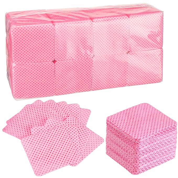 Maitys 1000 Pieces Eyelash Extension Glue Wipes Eyelash Glue Cleaner Non Woven Fabric Wipes Lash Supplies Accessories Tools for Extension Nail Polish Bottle(Rose Red)