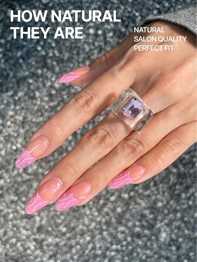 UUUUUU Semi Cured Gel Nail Strips | Salon-Quality | UV Free Gel Nail Wraps for Women | Easy Peel&Stick | Long-Lasting up to 14 Days | 28 Strips Set+File & Wipes | Gift-Ready (UGN103 Bombshell Pink)