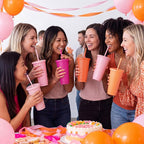 Skylety 12 Pcs Pink Orange Plastic Cups - Image 6