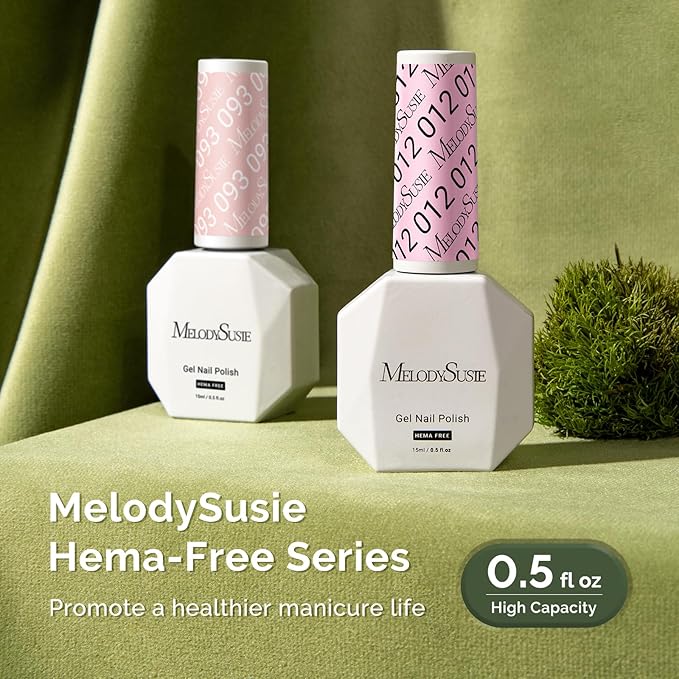 MelodySusie Hema Free Gel Nail Polish, 0.5 Fl Oz Thick Pink Gel Polish, Non Toxic, Long Lasting, Soak Off UV Nail Polish, Manicure Nail Design Salon DIY Nail Art at Home 012