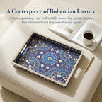Boho Serving Tray with Handles, Large Rectangular Decorative Ottoman Tray with - Image 6